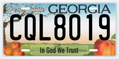 GA license plate CQL8019