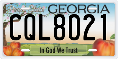 GA license plate CQL8021