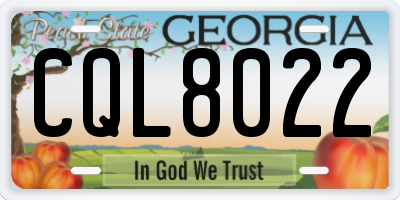 GA license plate CQL8022