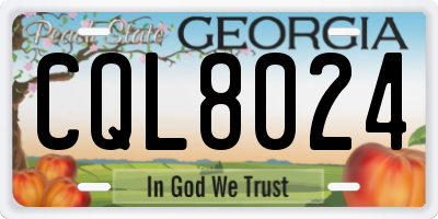 GA license plate CQL8024