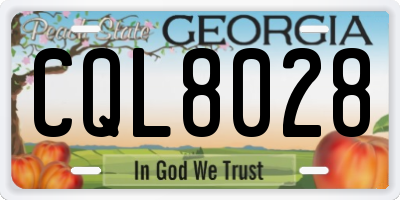 GA license plate CQL8028