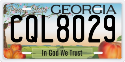 GA license plate CQL8029