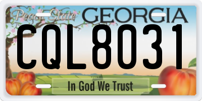 GA license plate CQL8031
