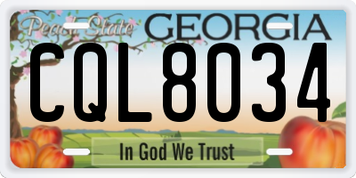 GA license plate CQL8034
