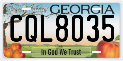 GA license plate CQL8035