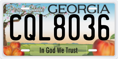 GA license plate CQL8036