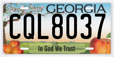 GA license plate CQL8037