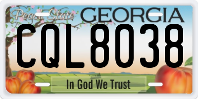 GA license plate CQL8038
