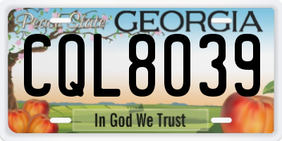 GA license plate CQL8039