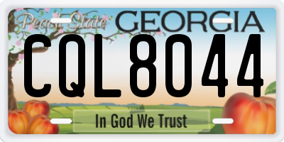 GA license plate CQL8044