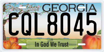 GA license plate CQL8045