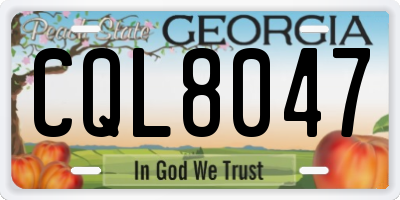 GA license plate CQL8047