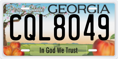 GA license plate CQL8049