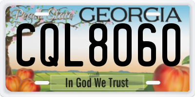 GA license plate CQL8060