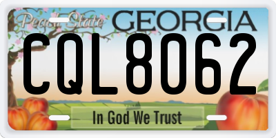 GA license plate CQL8062