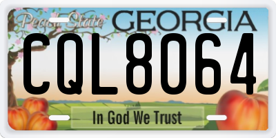 GA license plate CQL8064