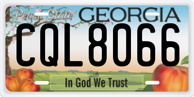 GA license plate CQL8066