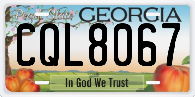 GA license plate CQL8067