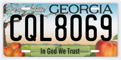 GA license plate CQL8069