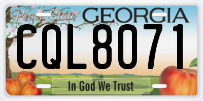 GA license plate CQL8071