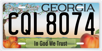 GA license plate CQL8074