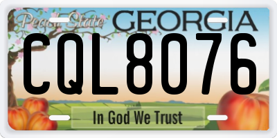 GA license plate CQL8076