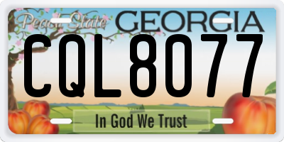 GA license plate CQL8077