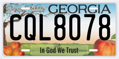 GA license plate CQL8078