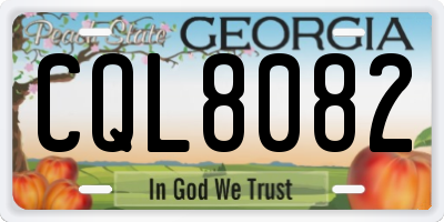 GA license plate CQL8082