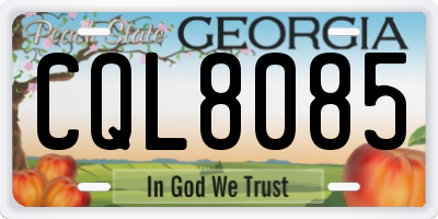 GA license plate CQL8085