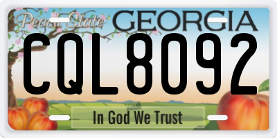 GA license plate CQL8092