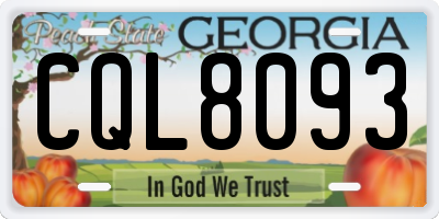 GA license plate CQL8093