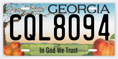 GA license plate CQL8094