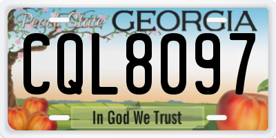 GA license plate CQL8097