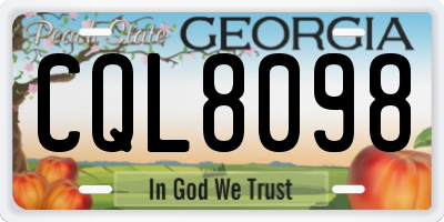 GA license plate CQL8098