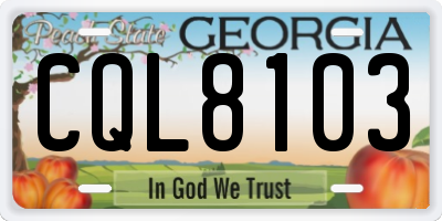 GA license plate CQL8103