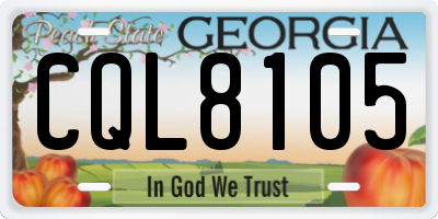 GA license plate CQL8105