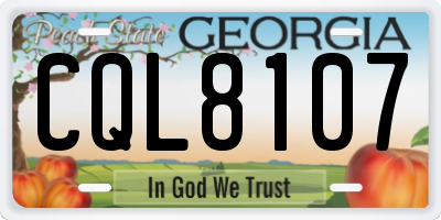 GA license plate CQL8107