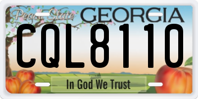 GA license plate CQL8110