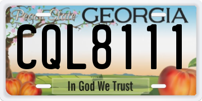 GA license plate CQL8111