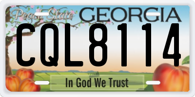 GA license plate CQL8114