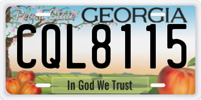 GA license plate CQL8115