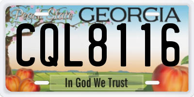 GA license plate CQL8116