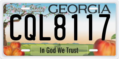 GA license plate CQL8117