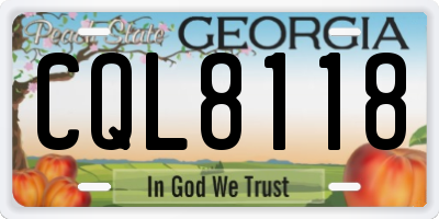 GA license plate CQL8118
