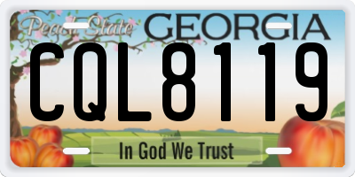 GA license plate CQL8119