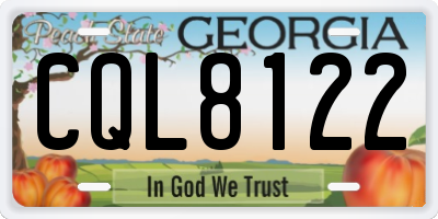 GA license plate CQL8122