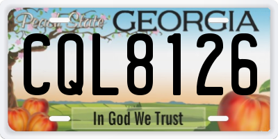 GA license plate CQL8126