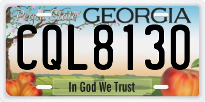 GA license plate CQL8130