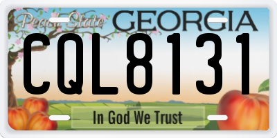 GA license plate CQL8131